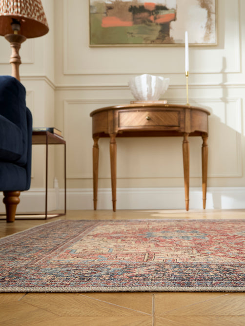 Washable Heirloom 1227 Rust/Blue Rug