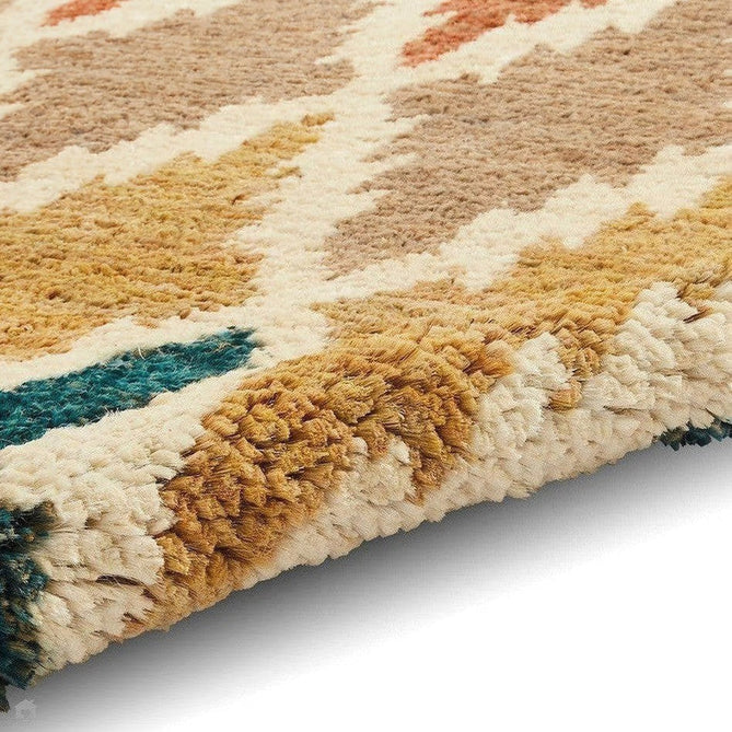 Hemp 21470 Modern Geometric Diamond Hand-Knotted Natural Fibre Heavyweight High-Density Durable Textured Blue/Red/Orange/Brown/Yellow/Multicolour Rug-Think Rugs-Rug Love - The Most Loved Rug Store