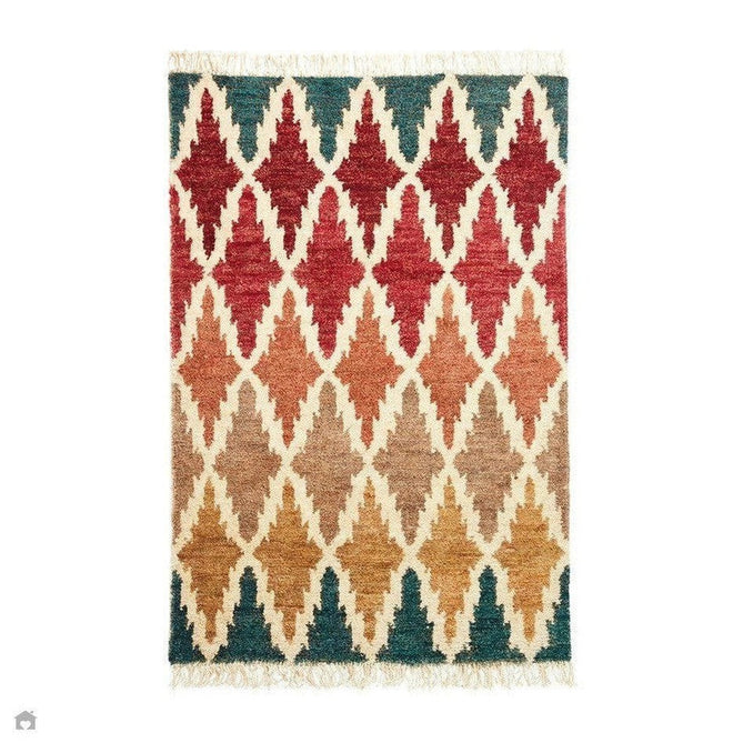 Hemp 21470 Modern Geometric Diamond Hand-Knotted Natural Fibre Heavyweight High-Density Durable Textured Blue/Red/Orange/Brown/Yellow/Multicolour Rug-Think Rugs-Rug Love - The Most Loved Rug Store