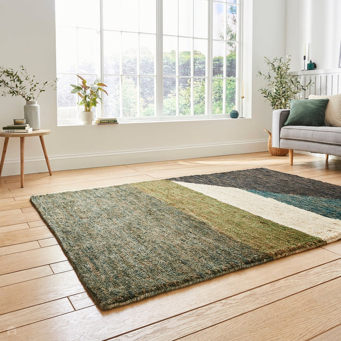 Hemp 23373 Modern Geometric Hand-Knotted Natural Fibre Heavyweight High-Density Durable Textured Blue/Green/Beige/Brown/Multicolour Rug-Think Rugs-Rug Love - The Most Loved Rug Store