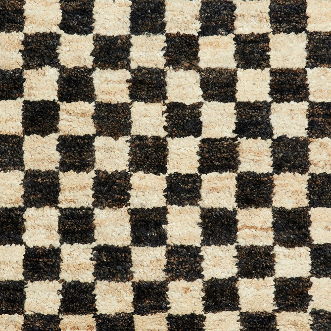 Hemp 26588 Modern Geometric Checkered Hand-Knotted Natural Fibre Heavyweight High-Density Durable Textured Black/Beige/Natural Rug-Think Rugs-Rug Love - The Most Loved Rug Store