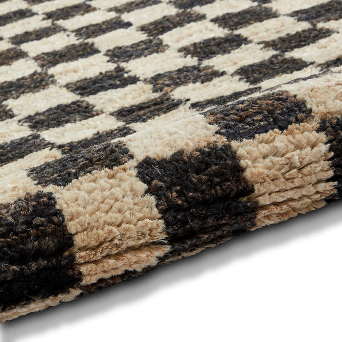 Hemp 26588 Modern Geometric Checkered Hand-Knotted Natural Fibre Heavyweight High-Density Durable Textured Black/Beige/Natural Rug-Think Rugs-Rug Love - The Most Loved Rug Store