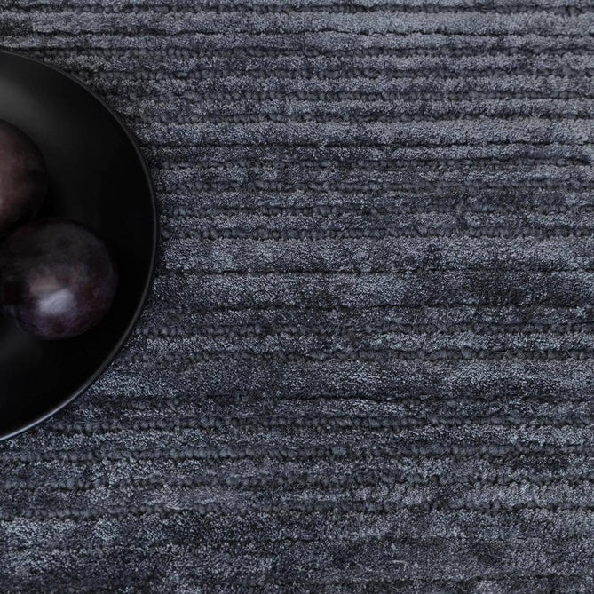 Henley Modern Plain Subtle Irregular Lines Metallic Shimmer Hand-Woven Textured Hi-Low Loop Pile Wool&Viscose Blend Petrol Blue/Charcoal Grey/Steel Blue/Slate Grey Rug-Asiatic Carpets-Rug Love - The Most Loved Rug Store