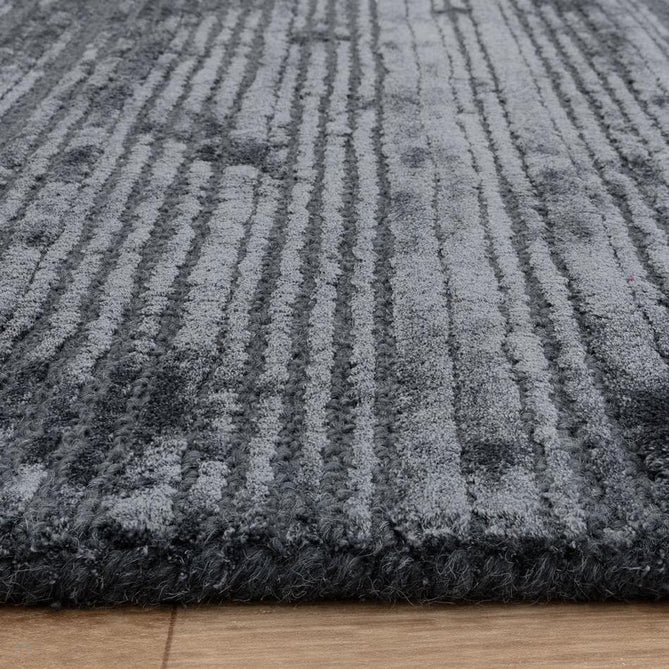 Henley Modern Plain Subtle Irregular Lines Metallic Shimmer Hand-Woven Textured Hi-Low Loop Pile Wool&Viscose Blend Petrol Blue/Charcoal Grey/Steel Blue/Slate Grey Rug-Asiatic Carpets-Rug Love - The Most Loved Rug Store