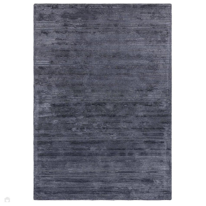 Henley Modern Plain Subtle Irregular Lines Metallic Shimmer Hand-Woven Textured Hi-Low Loop Pile Wool&Viscose Blend Petrol Blue/Charcoal Grey/Steel Blue/Slate Grey Rug-Asiatic Carpets-Rug Love - The Most Loved Rug Store