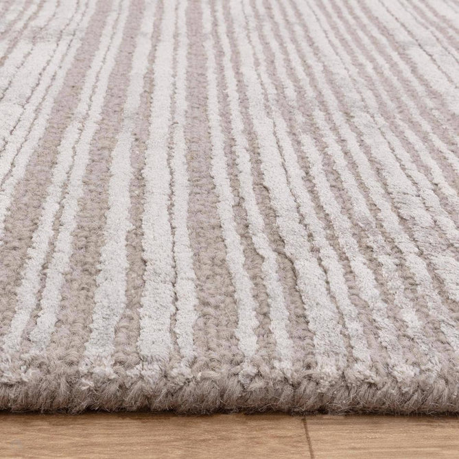 Henley Modern Plain Subtle Irregular Lines Metallic Shimmer Hand-Woven Textured Hi-Low Loop Pile Wool&Viscose Blend Silver/Taupe Grey/Beige Rug-Asiatic Carpets-Rug Love - The Most Loved Rug Store