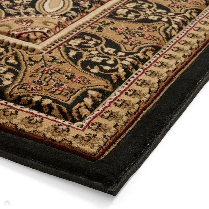 Heritage 4400 Traditional Medallion Floral Tonal Vine Border Soft Carved Hi-Low Durable Polypropylene Cream/Golden Beige/Black Rug-Think Rugs-Rug Love - The Most Loved Rug Store