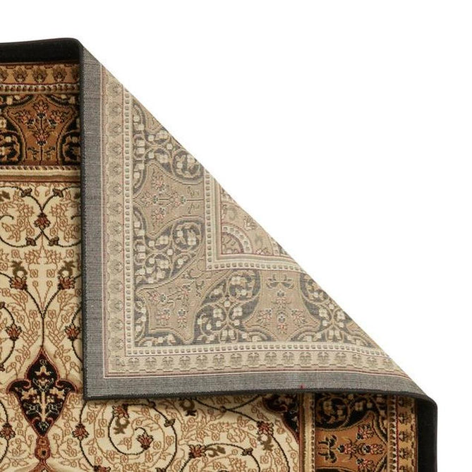 Heritage 4400 Traditional Medallion Floral Tonal Vine Border Soft Carved Hi-Low Durable Polypropylene Cream/Golden Beige/Black Rug-Think Rugs-Rug Love - The Most Loved Rug Store