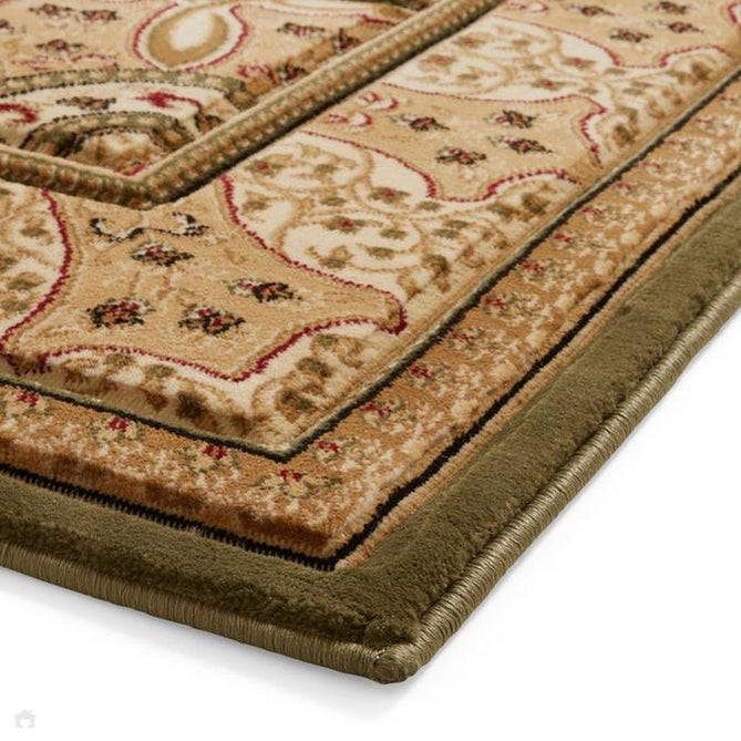Heritage 4400 Traditional Medallion Floral Tonal Vine Border Soft Carved Hi-Low Durable Polypropylene Forest Green/Golden Beige/Cream Rug-Think Rugs-Rug Love - The Most Loved Rug Store