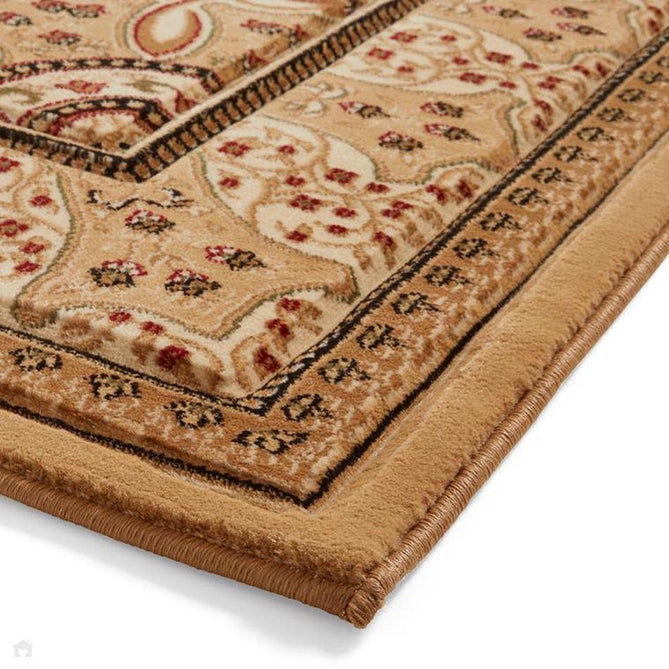 Heritage 4400 Traditional Medallion Floral Tonal Vine Border Soft Carved Hi-Low Durable Polypropylene Golden Beige/Cream/Brown/Tan Rug-Think Rugs-Rug Love - The Most Loved Rug Store