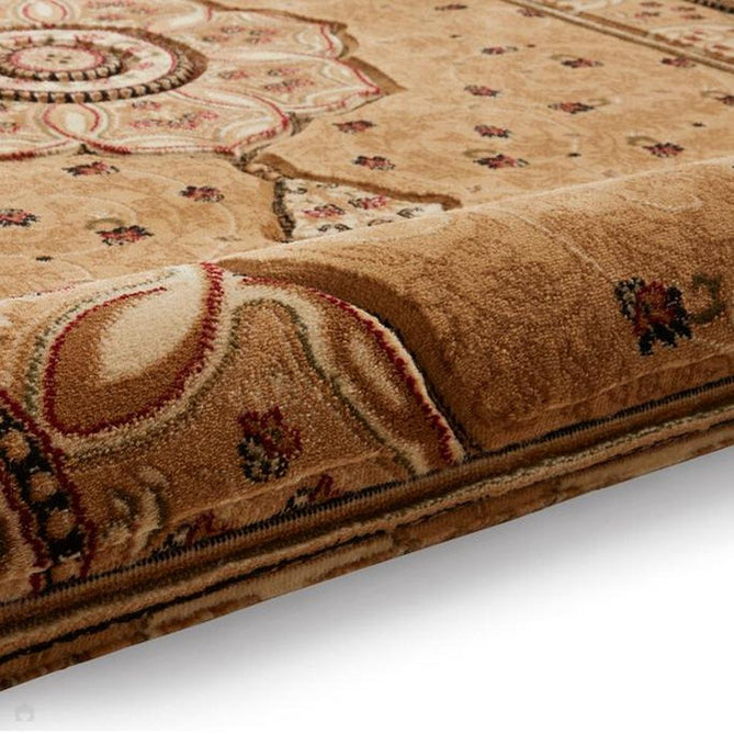Heritage 4400 Traditional Medallion Floral Tonal Vine Border Soft Carved Hi-Low Durable Polypropylene Golden Beige/Cream/Brown/Tan Rug-Think Rugs-Rug Love - The Most Loved Rug Store