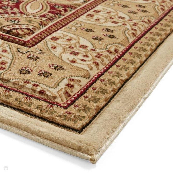 Heritage 4400 Traditional Medallion Floral Tonal Vines Border Soft Hand-Carved Hi-Low Cream/Burgundy Red/Golden Beige Rug-Think Rugs-Rug Love - The Most Loved Rug Store