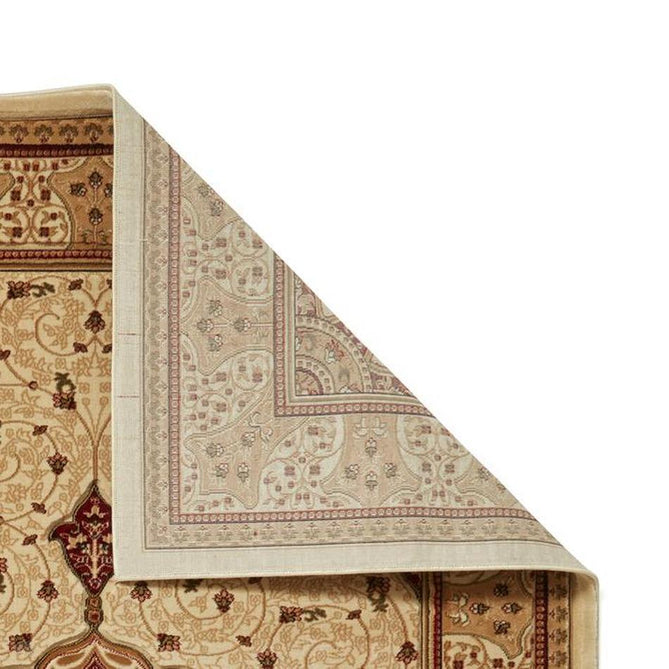Heritage 4400 Traditional Medallion Floral Tonal Vines Border Soft Hand-Carved Hi-Low Cream/Burgundy Red/Golden Beige Rug-Think Rugs-Rug Love - The Most Loved Rug Store