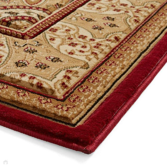 Heritage 4400 Traditional Medallion Floral Tonal Vines Border Soft Hand-Carved Hi-Low Deep Red/Golden Beige/Cream Rug-Think Rugs-Rug Love - The Most Loved Rug Store