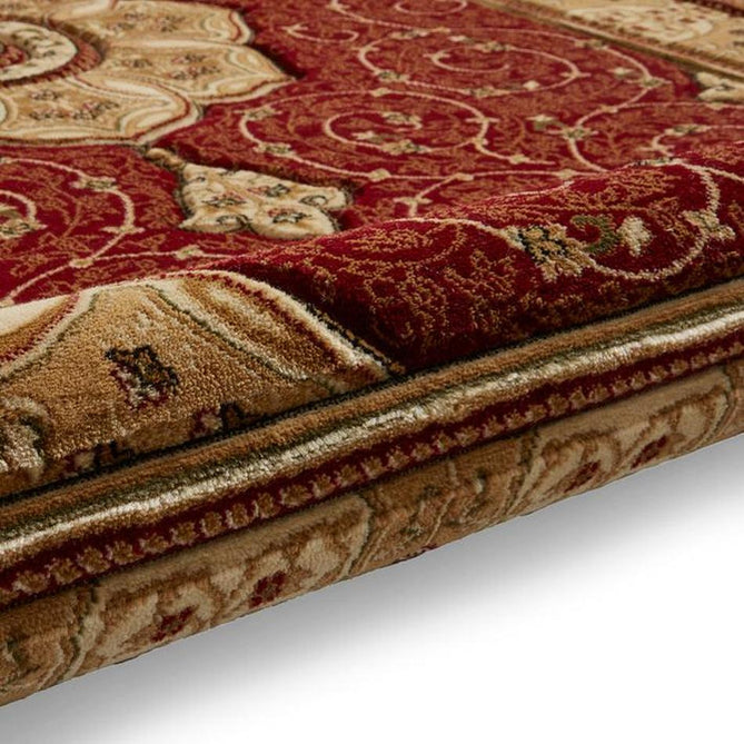 Heritage 4400 Traditional Medallion Floral Tonal Vines Border Soft Hand-Carved Hi-Low Deep Red/Golden Beige/Cream Rug-Think Rugs-Rug Love - The Most Loved Rug Store