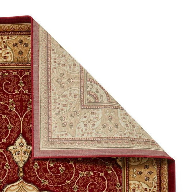 Heritage 4400 Traditional Medallion Floral Tonal Vines Border Soft Hand-Carved Hi-Low Deep Red/Golden Beige/Cream Rug-Think Rugs-Rug Love - The Most Loved Rug Store
