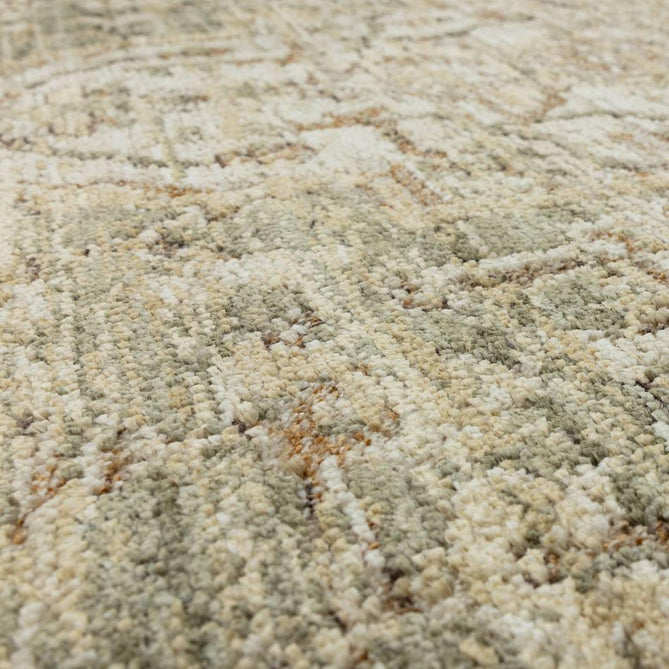 Heriz HE02 Serapi Traditional Persian Vintage Distressed Shimmer Tonal Textured Hi-Lo Space-Dyed Polyester Low-Profile Short Pile Green Rug-Asiatic Carpets-Rug Love - The Most Loved Rug Store