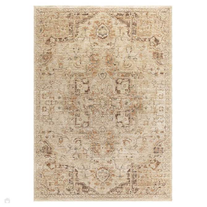 Heriz HE03 Serapi Traditional Persian Vintage Distressed Shimmer Tonal Textured Hi-Lo Space-Dyed Polyester Low-Profile Short Pile Copper Rug-Asiatic Carpets-Rug Love - The Most Loved Rug Store