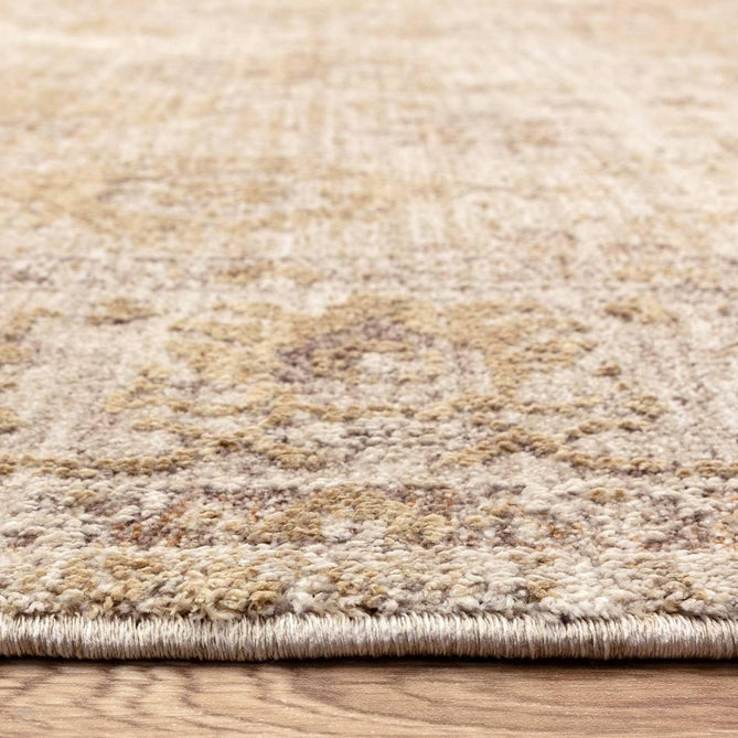 Heriz HE05 Ornate Traditional Persian Vintage Distressed Shimmer Tonal Textured Hi-Lo Space-Dyed Polyester Low-Profile Short Pile Beige Rug-Asiatic Carpets-Rug Love - The Most Loved Rug Store