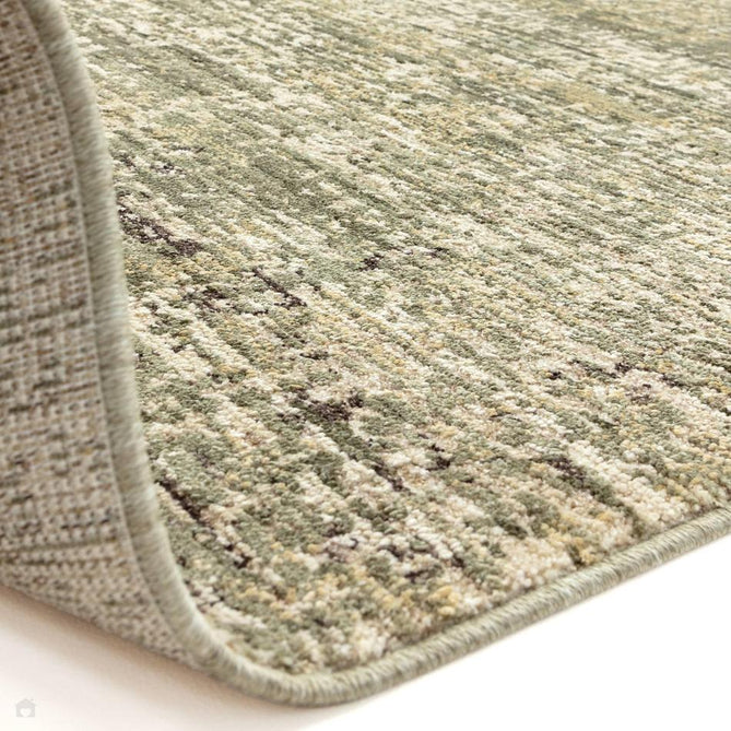 Heriz HE06 Patina Traditional Persian Vintage Distressed Shimmer Tonal Textured Hi-Lo Space-Dyed Polyester Low-Profile Short Pile Green Rug-Asiatic Carpets-Rug Love - The Most Loved Rug Store