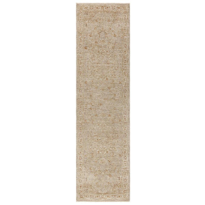 Heriz HE01 Serapi Traditional Persian Vintage Distressed Shimmer Tonal Textured Hi-Lo Space-Dyed Polyester Low-Profile Short Pile Beige Runner
