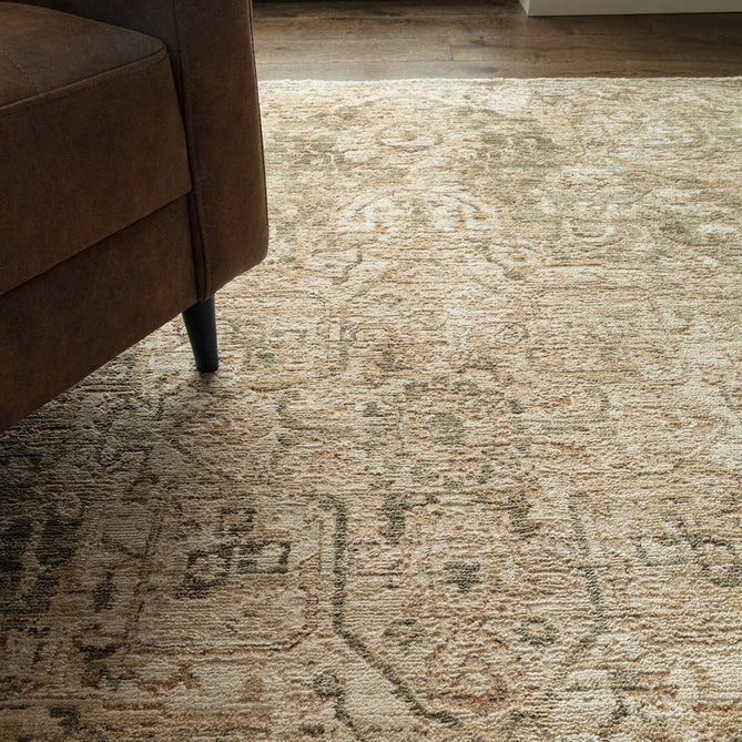 Heriz HE02 Serapi Traditional Persian Vintage Distressed Shimmer Tonal Textured Hi-Lo Space-Dyed Polyester Low-Profile Short Pile Green Runner