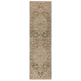 Heriz HE02 Serapi Traditional Persian Vintage Distressed Shimmer Tonal Textured Hi-Lo Space-Dyed Polyester Low-Profile Short Pile Green Runner