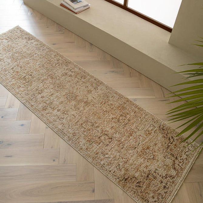 Heriz HE03 Serapi Traditional Persian Vintage Distressed Shimmer Tonal Textured Hi-Lo Space-Dyed Polyester Low-Profile Short Pile Copper Rug