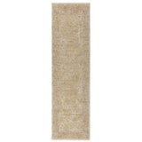 Heriz HE05 Ornate Traditional Persian Vintage Distressed Shimmer Tonal Textured Hi-Lo Space-Dyed Polyester Low-Profile Short Pile Beige Runner
