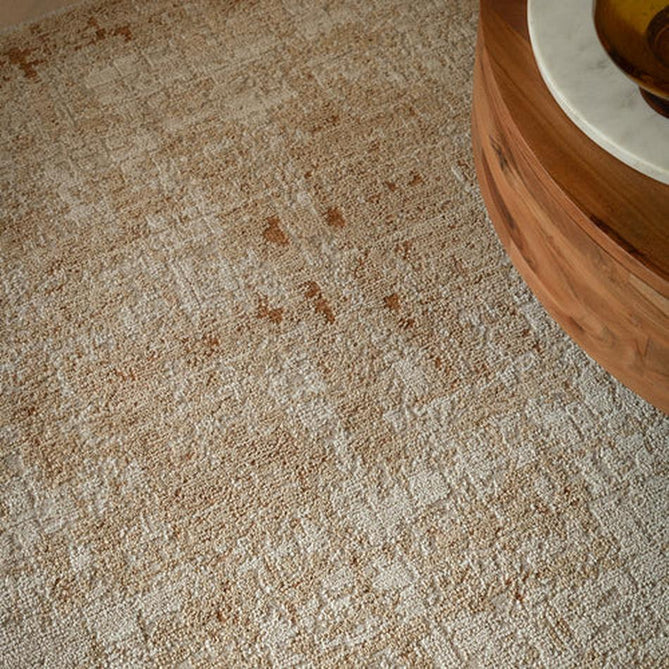Heriz HE07 Patina Traditional Persian Vintage Distressed Shimmer Tonal Textured Hi-Lo Space-Dyed Polyester Low-Profile Short Pile Copper Rug