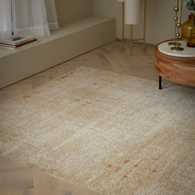Heriz HE07 Patina Traditional Persian Vintage Distressed Shimmer Tonal Textured Hi-Lo Space-Dyed Polyester Low-Profile Short Pile Copper Rug