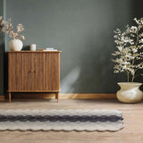 Hive Modern Geometric Hexagonal Ombre Gradient Hand-Woven Wool Charcoal Grey Runner