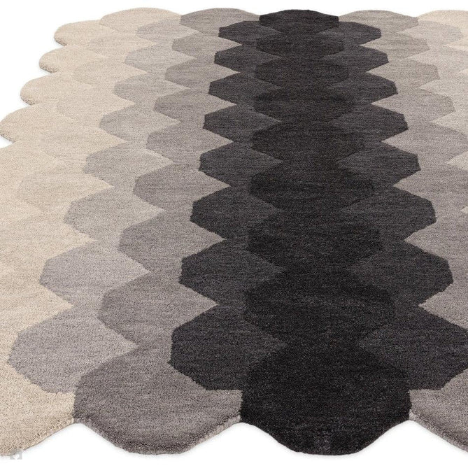 Hive Modern Geometric Hexagonal Ombre Gradient Hand-Woven Wool Low Profile Short Pile Charcoal Grey Rug-Asiatic Carpets-Rug Love - The Most Loved Rug Store