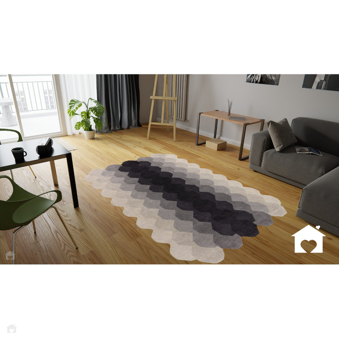 Hive Modern Geometric Hexagonal Ombre Gradient Hand-Woven Wool Low Profile Short Pile Charcoal Grey Rug-Asiatic Carpets-Rug Love - The Most Loved Rug Store