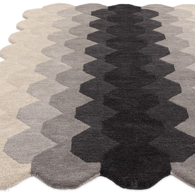 Hive Modern Geometric Hexagonal Ombre Gradient Hand-Woven Wool Low Profile Short Pile Charcoal Grey Rug-Asiatic Carpets-Rug Love - The Most Loved Rug Store