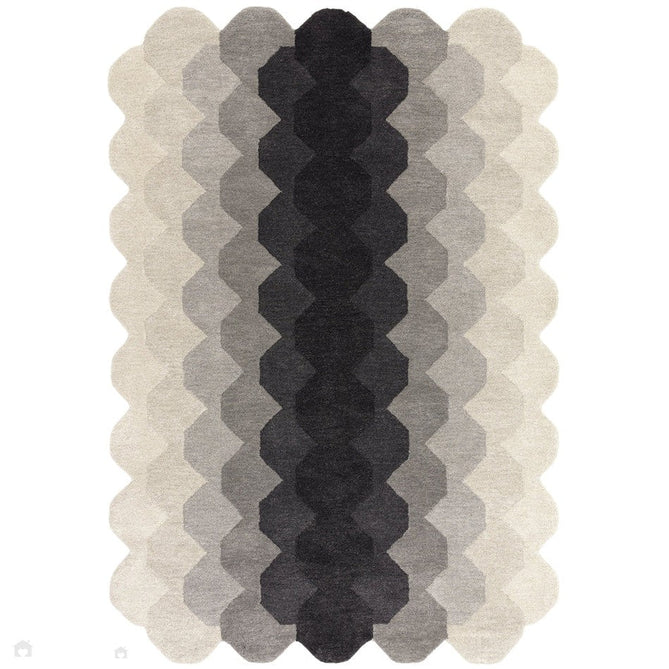 Hive Modern Geometric Hexagonal Ombre Gradient Hand-Woven Wool Low Profile Short Pile Charcoal Grey Rug-Asiatic Carpets-Rug Love - The Most Loved Rug Store