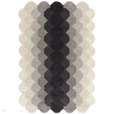 Hive Modern Geometric Hexagonal Ombre Gradient Hand-Woven Wool Low Profile Short Pile Charcoal Grey Rug