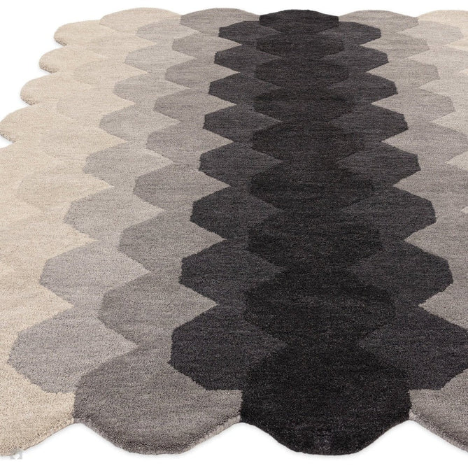 Hive Modern Geometric Hexagonal Ombre Gradient Hand-Woven Wool Low Profile Short Pile Charcoal Grey Runner-Asiatic Carpets-Rug Love - The Most Loved Rug Store