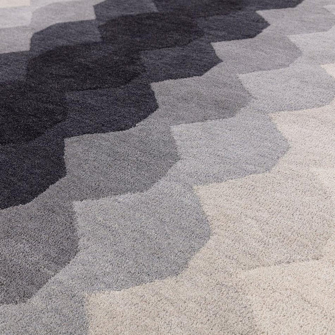 Hive Modern Geometric Hexagonal Ombre Gradient Hand-Woven Wool Low Profile Short Pile Charcoal Grey Runner-Asiatic Carpets-Rug Love - The Most Loved Rug Store