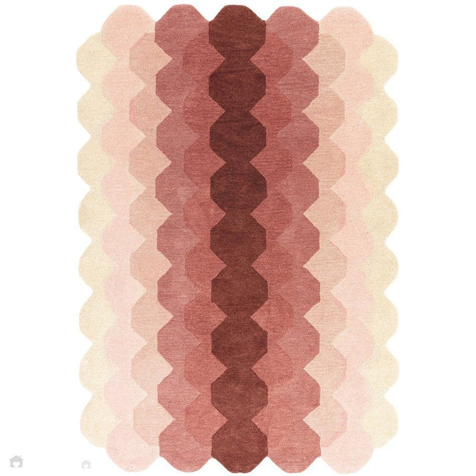 Hive Modern Geometric Hexagonal Ombre Gradient Hand-Woven Wool Low Profile Short Pile Pink/Cream/Burgundy Rug-Asiatic Carpets-Rug Love - The Most Loved Rug Store