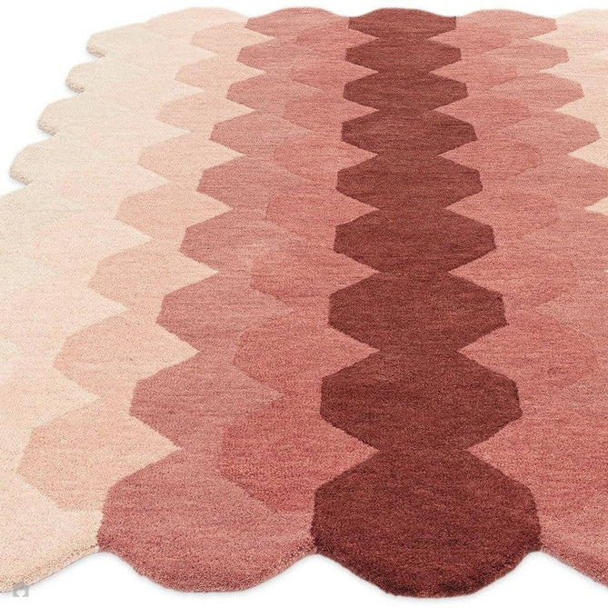 Hive Modern Geometric Hexagonal Ombre Gradient Hand-Woven Wool Low Profile Short Pile Pink/Cream/Burgundy Rug-Asiatic Carpets-Rug Love - The Most Loved Rug Store