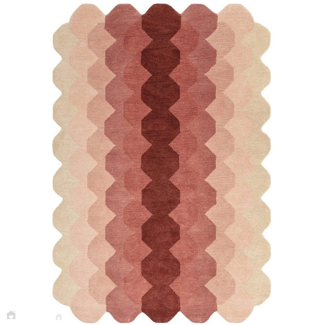 Hive Modern Geometric Hexagonal Ombre Gradient Hand-Woven Wool Low Profile Short Pile Pink/Cream/Burgundy Rug-Asiatic Carpets-Rug Love - The Most Loved Rug Store