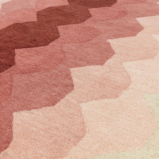 Hive Modern Geometric Hexagonal Ombre Gradient Hand-Woven Wool Low Profile Short Pile Pink/Cream/Burgundy Rug-Asiatic Carpets-Rug Love - The Most Loved Rug Store