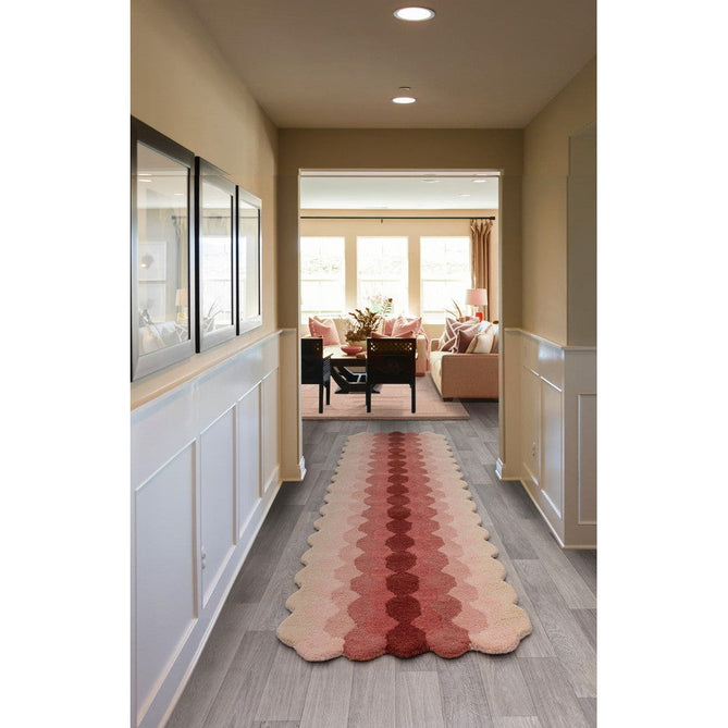 Hive Modern Geometric Hexagonal Ombre Gradient Hand-Woven Wool Low Profile Short Pile Pink/Cream/Burgundy Runner-Asiatic Carpets-Rug Love - The Most Loved Rug Store