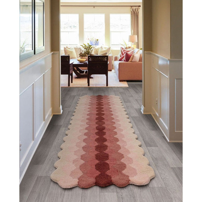 Hive Modern Geometric Hexagonal Ombre Gradient Hand-Woven Wool Low Profile Short Pile Pink/Cream/Burgundy Runner-Asiatic Carpets-Rug Love - The Most Loved Rug Store