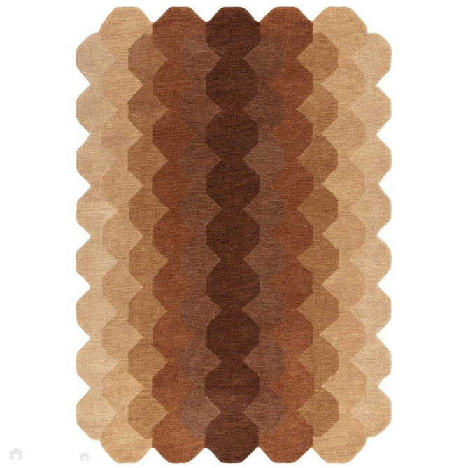 Hive Modern Geometric Hexagonal Ombre Gradient Hand-Woven Wool Low Profile Short Pile Rust/Beige/Terra/Brown Rug-Asiatic Carpets-Rug Love - The Most Loved Rug Store