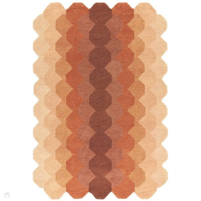 Hive Modern Geometric Hexagonal Ombre Gradient Hand-Woven Wool Low Profile Short Pile Rust/Beige/Terra/Brown Rug-Asiatic Carpets-Rug Love - The Most Loved Rug Store