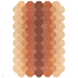 Hive Modern Geometric Hexagonal Ombre Gradient Hand-Woven Wool Low Profile Short Pile Rust/Beige/Terra/Brown Rug