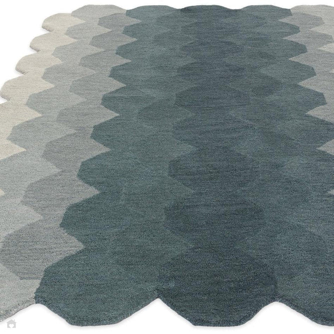 Hive Modern Geometric Hexagonal Ombre Gradient Hand-Woven Wool Low Profile Short Pile Teal Rug-Asiatic Carpets-Rug Love - The Most Loved Rug Store