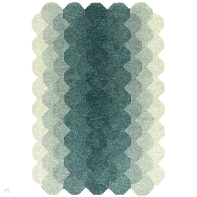 Hive Modern Geometric Hexagonal Ombre Gradient Hand-Woven Wool Low Profile Short Pile Teal Rug-Asiatic Carpets-Rug Love - The Most Loved Rug Store
